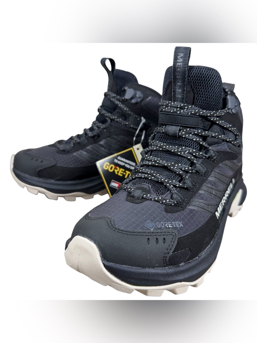 Merrell Boots Hiking Moab Speed 2 Mid Black Gor-Tex Women’s Size 6 Waterproof